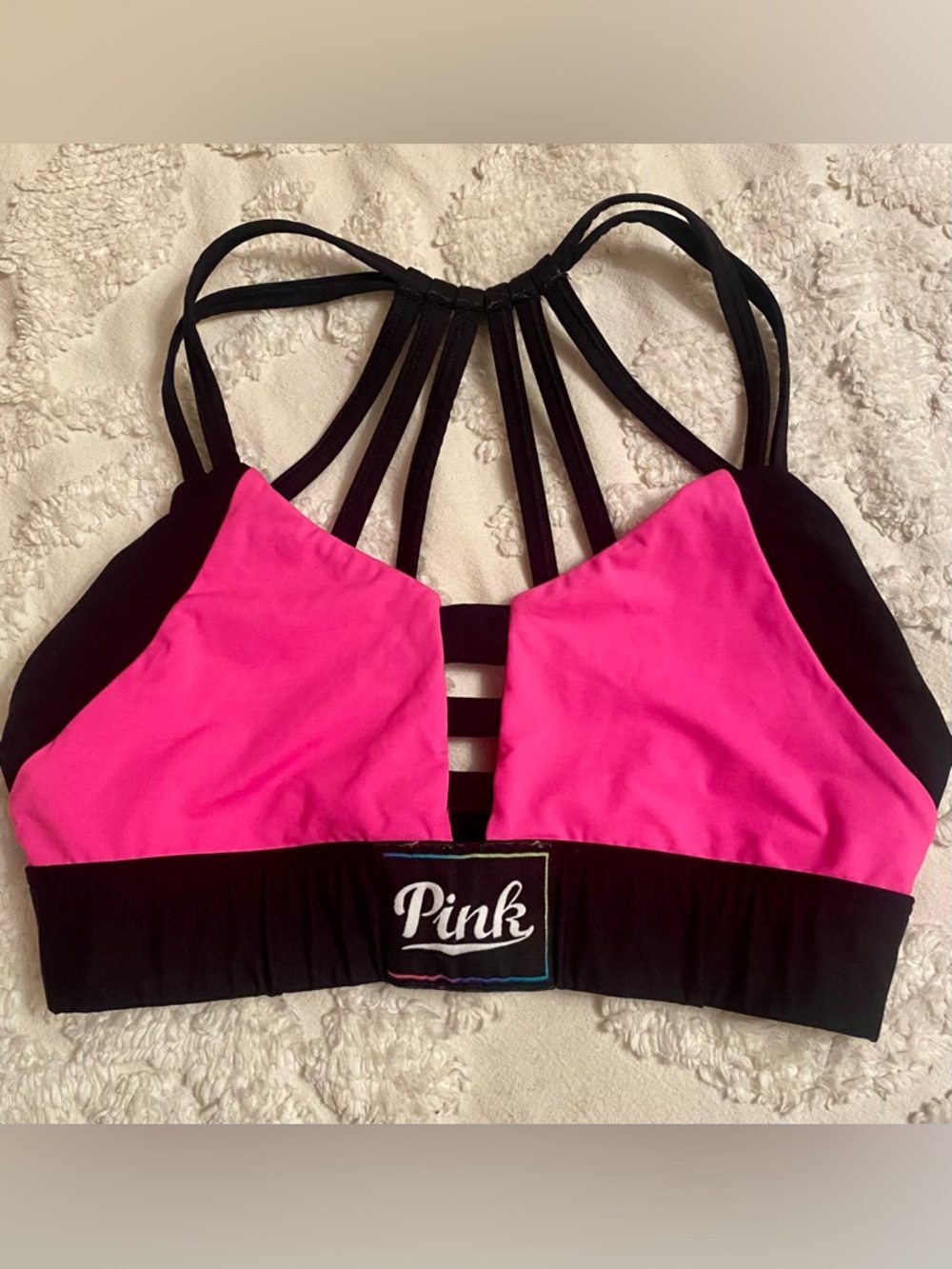 Pink & Black Victoria’s Secret PINK Ultimate Sports Bra, Size S
